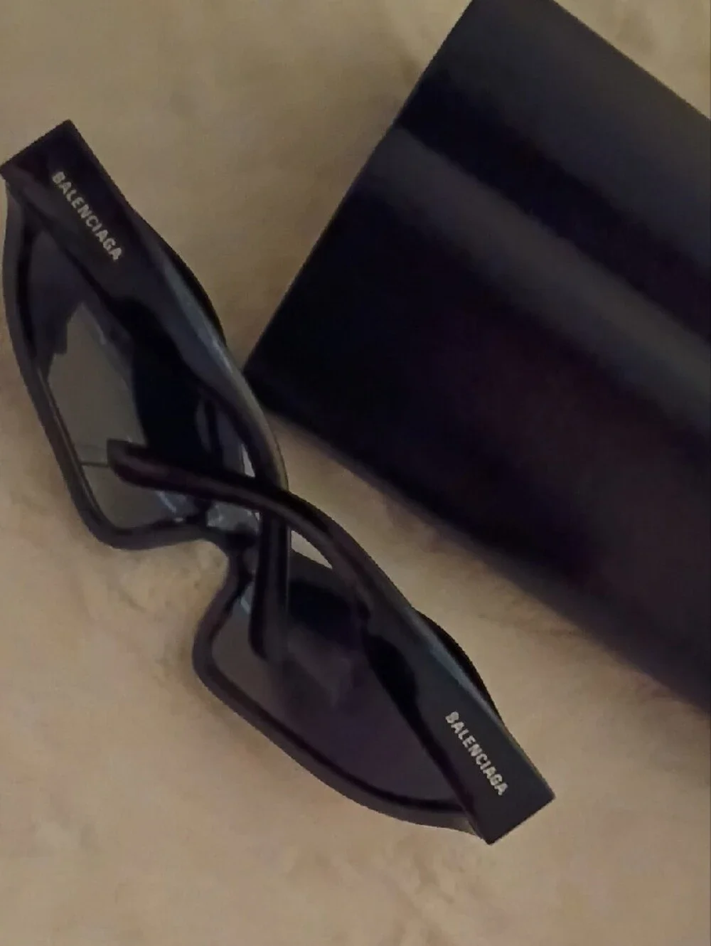 Balenciaga Black Men's Oversized Sunglasses with Branded Case
